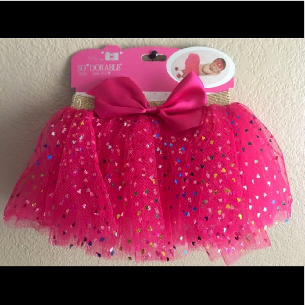 Valentines Day 3pc Set Pink Skirt With Hearts
